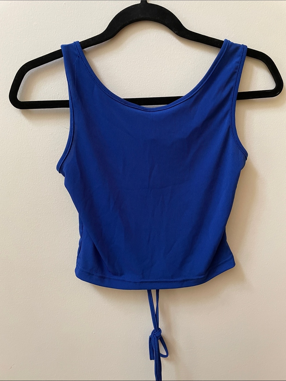 Blue Lace-Up Ribbed Tank Top - Picture 5 of 5